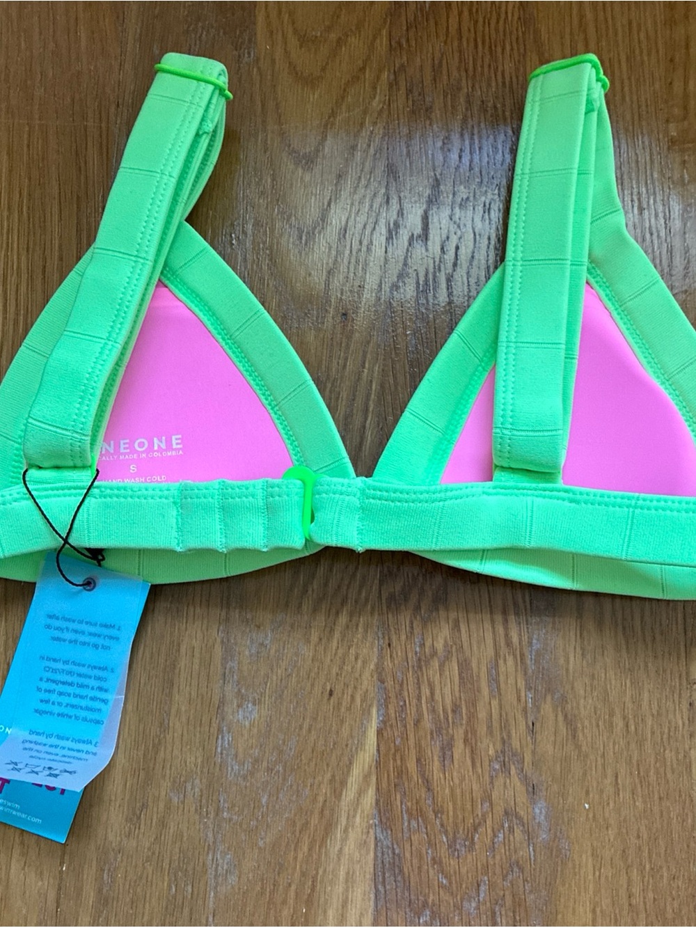 OneOne neon green/pink bikini Kameron top Jesse bottoms S/XS NWT - Picture 3 of 9